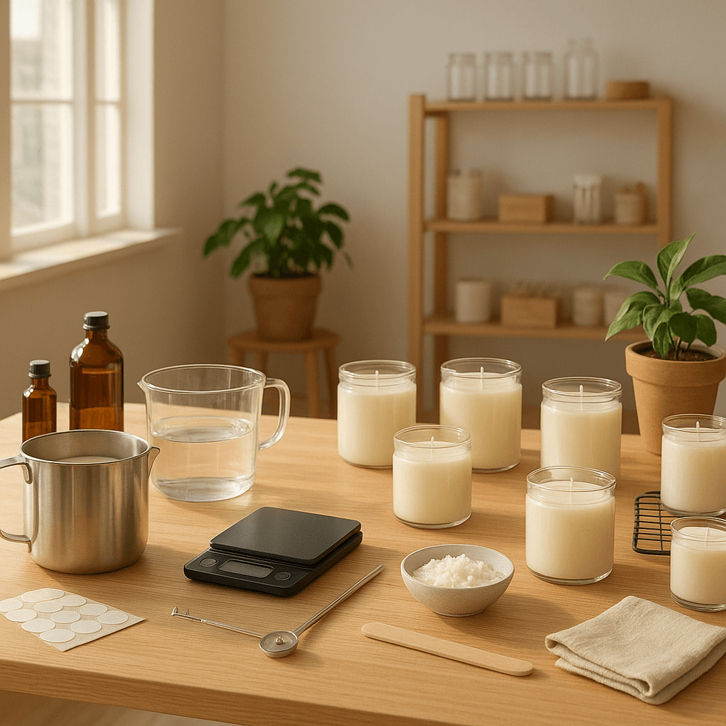 Modernes Candle-Making Atelier mit Sojawachs-Kerzen