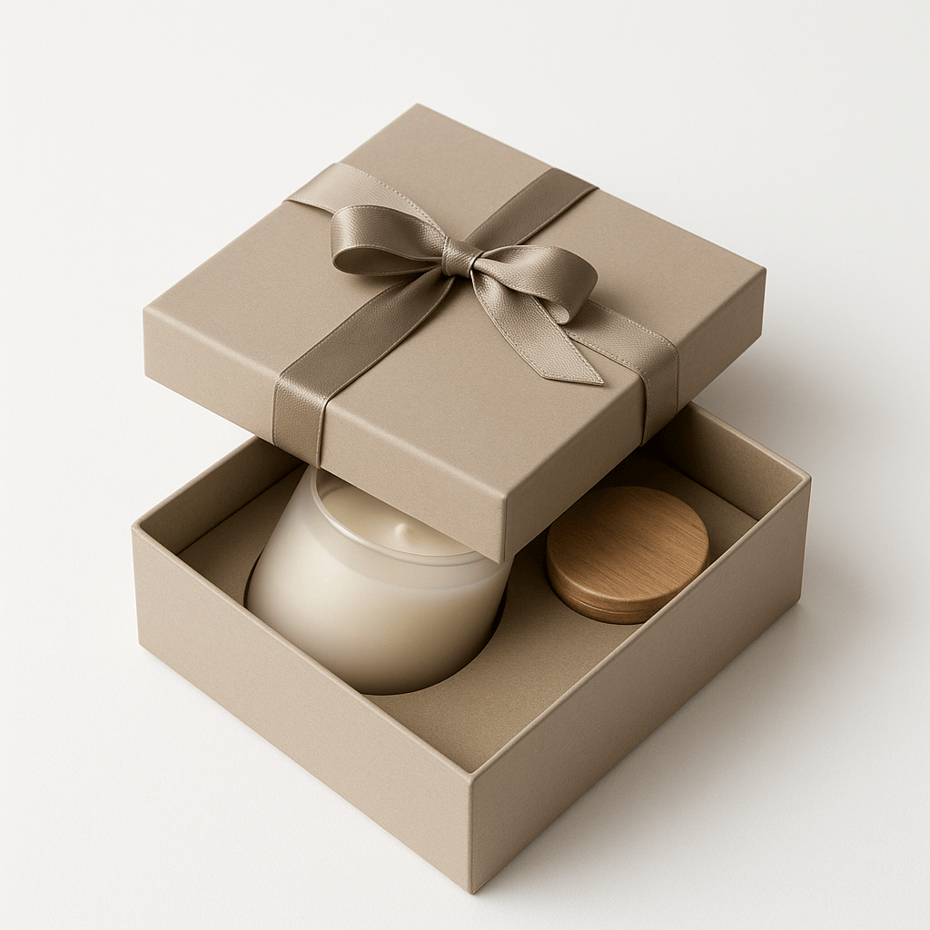 Minimales Corporate Geschenkset mit Kerze