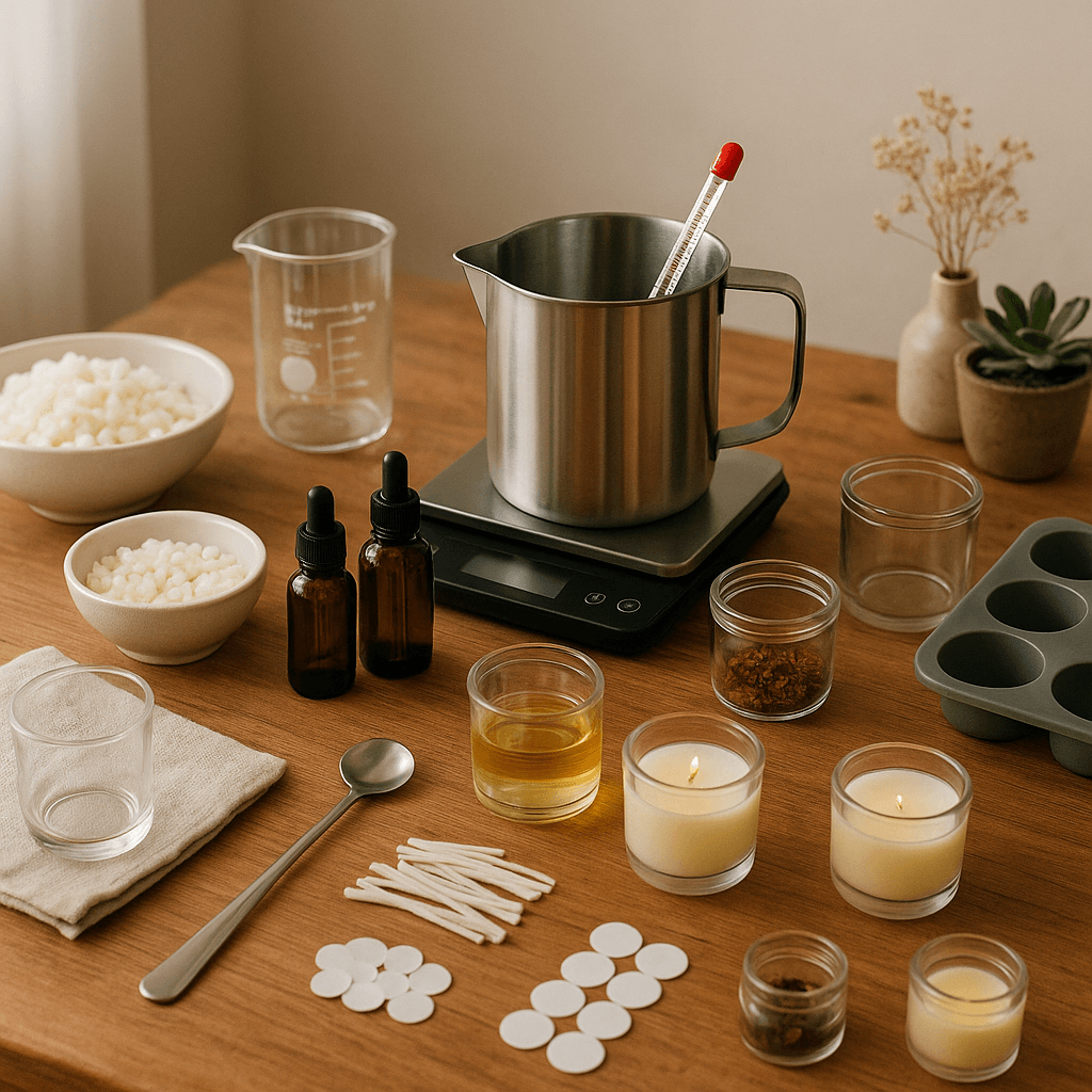 Workshop-Setup mit Wachs und Werkzeugen